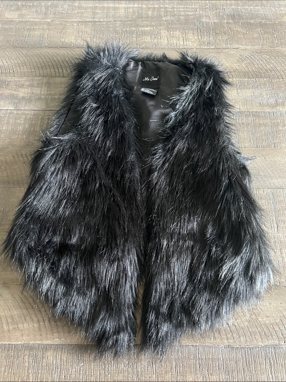 Me Jane Black Faux Fur Vest